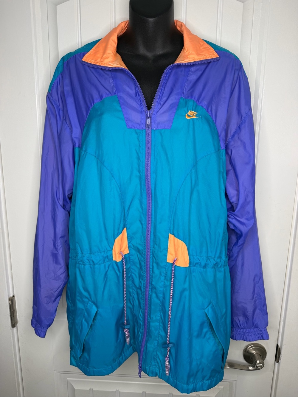 Vintage 90s Nike Colorblock Windbreaker Lined Zip Up Jacket Size Large